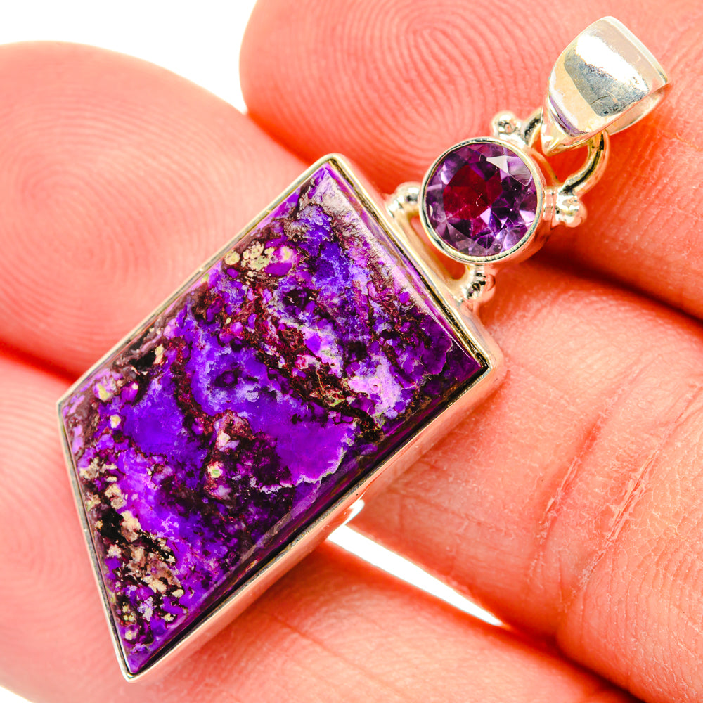 Purple Copper Composite Turquoise, Amethyst Pendants handcrafted by Anasilvercos - PD29079