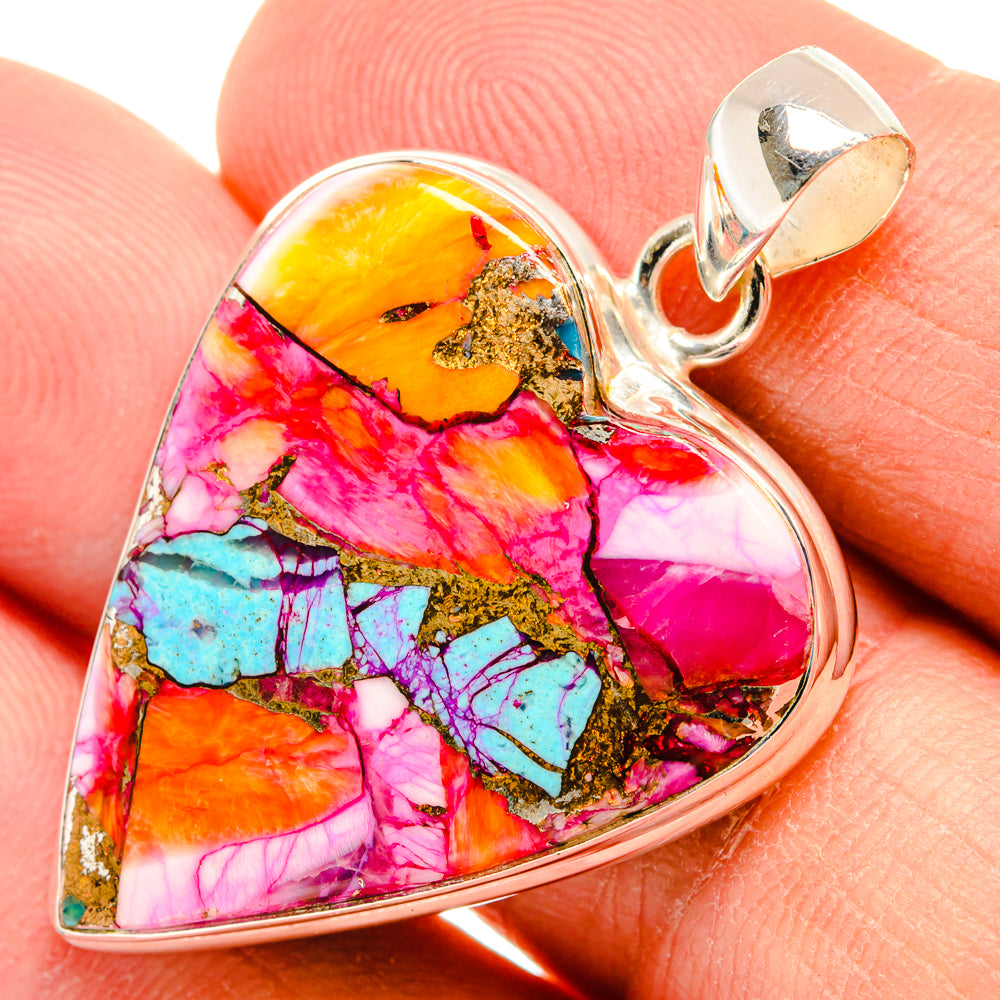Kingman Pink Dahlia Turquoise Pendants handcrafted by Anasilvercos - PD29082