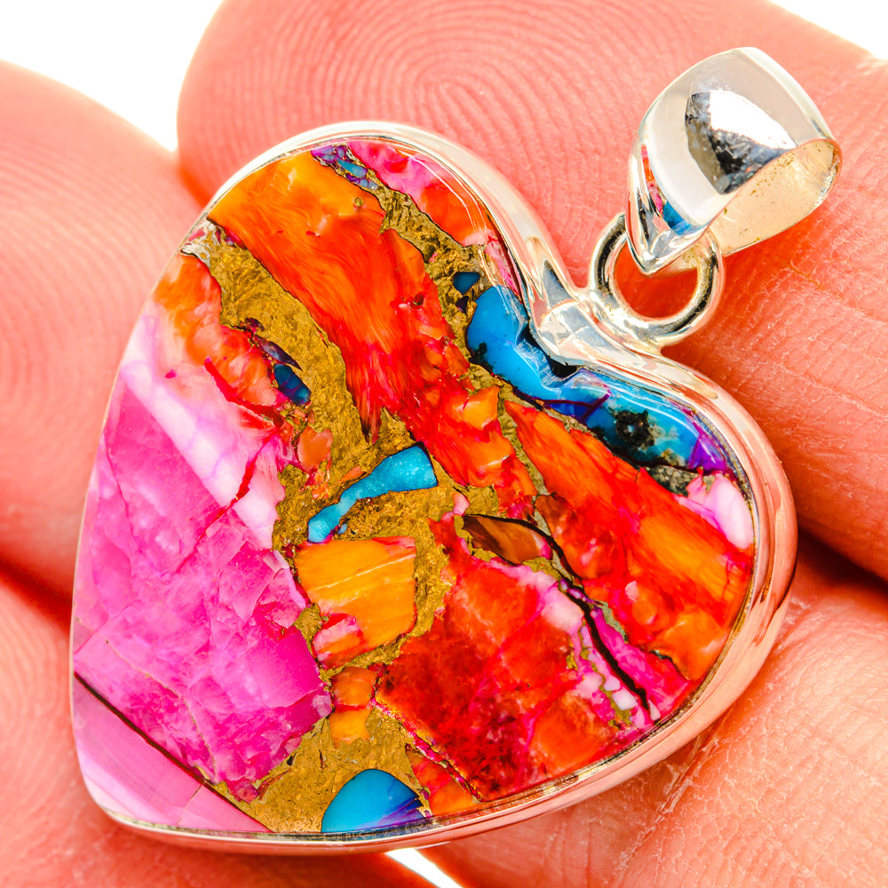 Kingman Pink Dahlia Turquoise Pendants handcrafted by Anasilvercos - PD29083