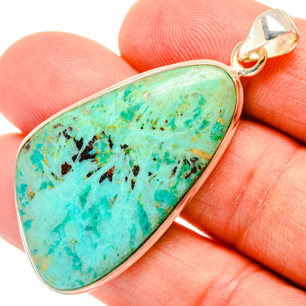 Peruvian Chrysocolla Pendants handcrafted by Anasilvercos - PD29150