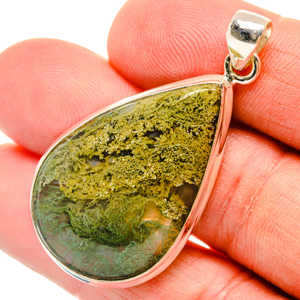 Green Moss Agate Pendants handcrafted by Anasilvercos - PD29161