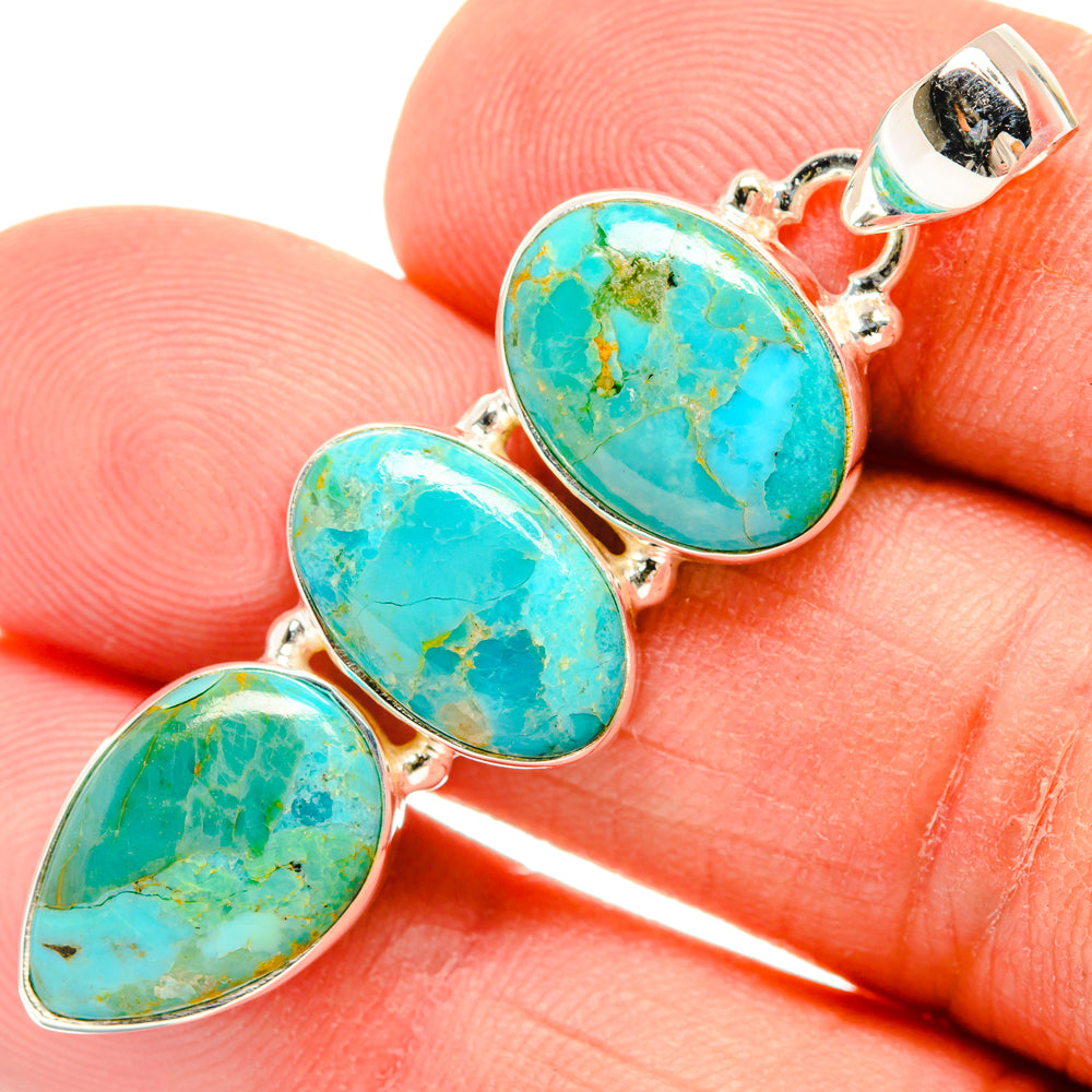 Peruvian Chrysocolla Pendants handcrafted by Anasilvercos - PD29168