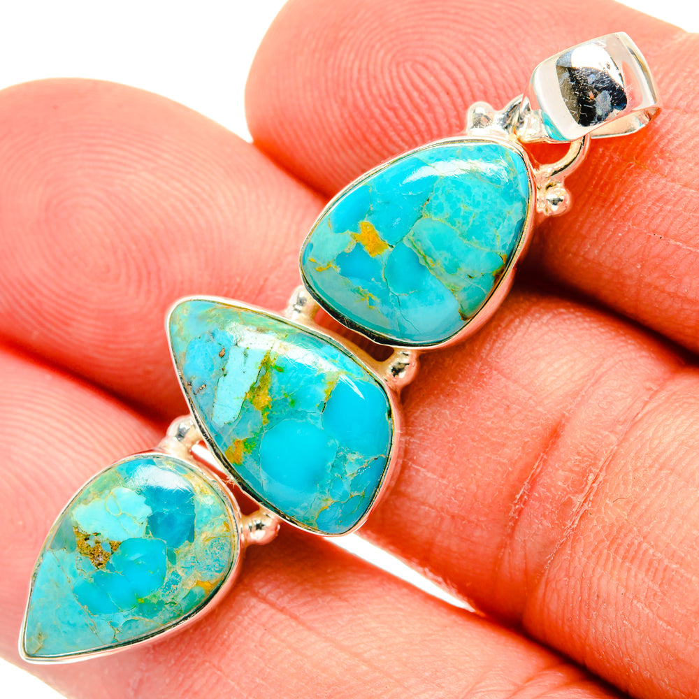 Peruvian Chrysocolla Pendants handcrafted by Anasilvercos - PD29170