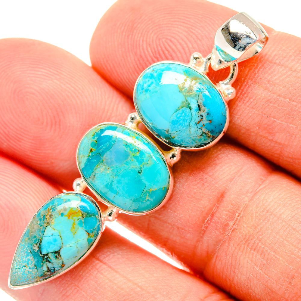 Peruvian Chrysocolla Pendants handcrafted by Anasilvercos - PD29171