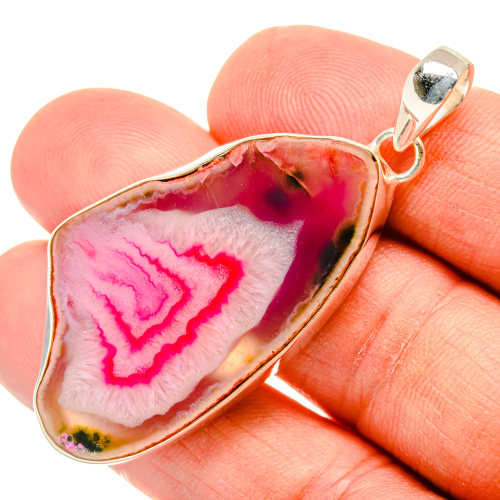 Pink Geode Slice Pendants handcrafted by Anasilvercos - PD29173