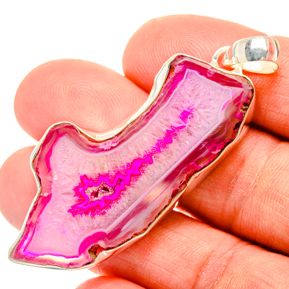 Pink Geode Slice Pendants handcrafted by Anasilvercos - PD29174