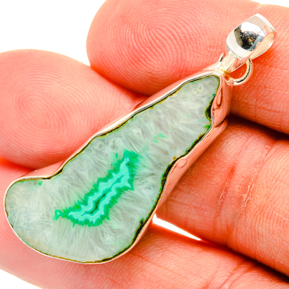 Green Geode Slice Pendants handcrafted by Anasilvercos - PD29179