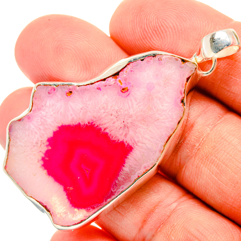 Pink Geode Slice Pendants handcrafted by Anasilvercos - PD29180