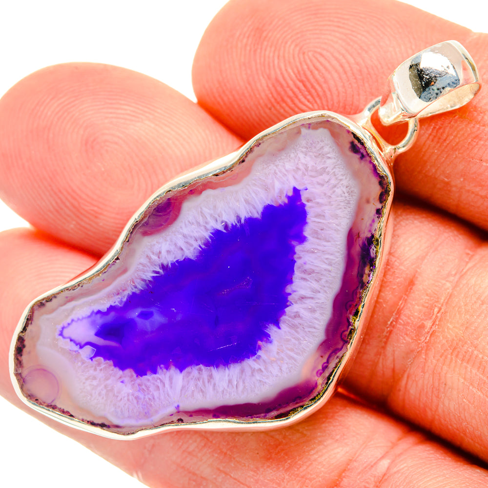 Purple Geode Slice Pendants handcrafted by Anasilvercos - PD29181