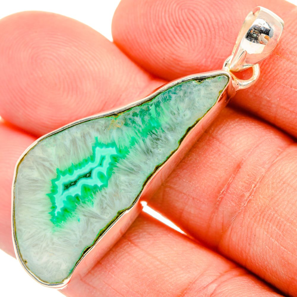 Green Geode Slice Pendants handcrafted by Anasilvercos - PD29185