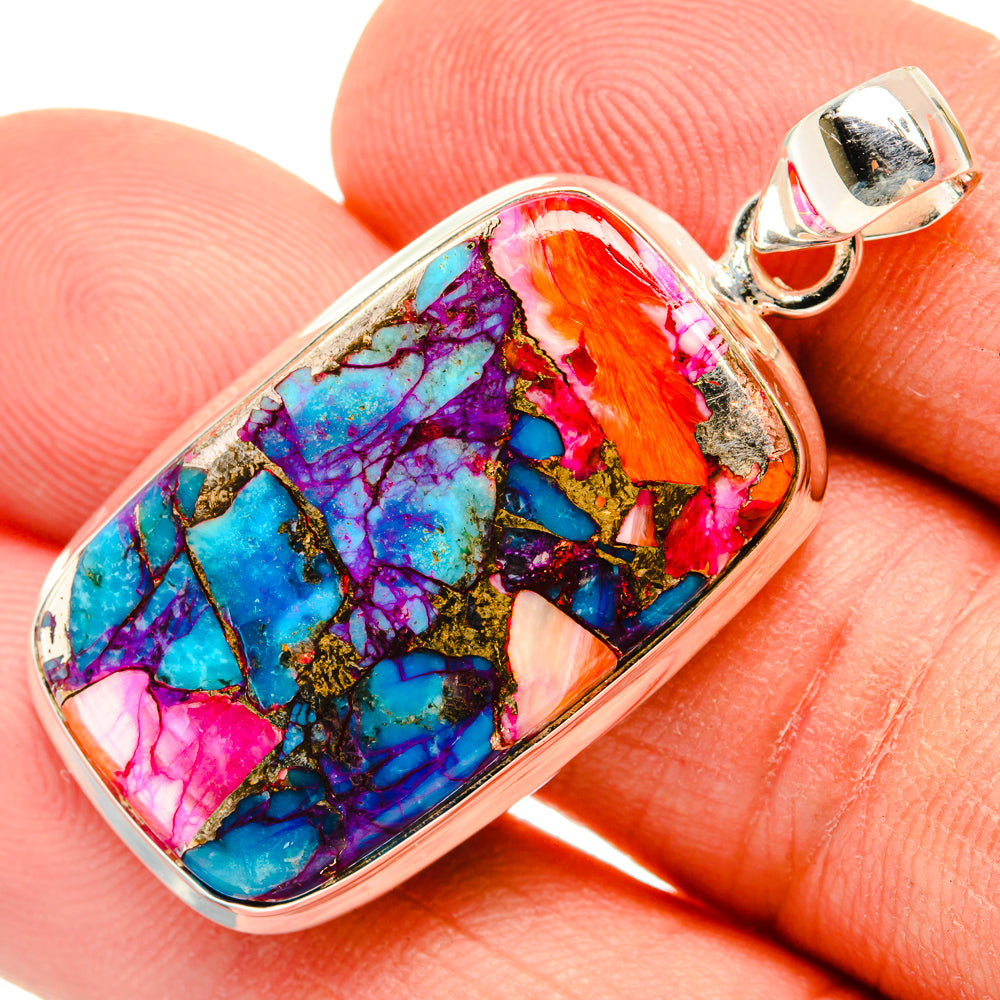 Kingman Pink Dahlia Turquoise Pendants handcrafted by Anasilvercos - PD29191