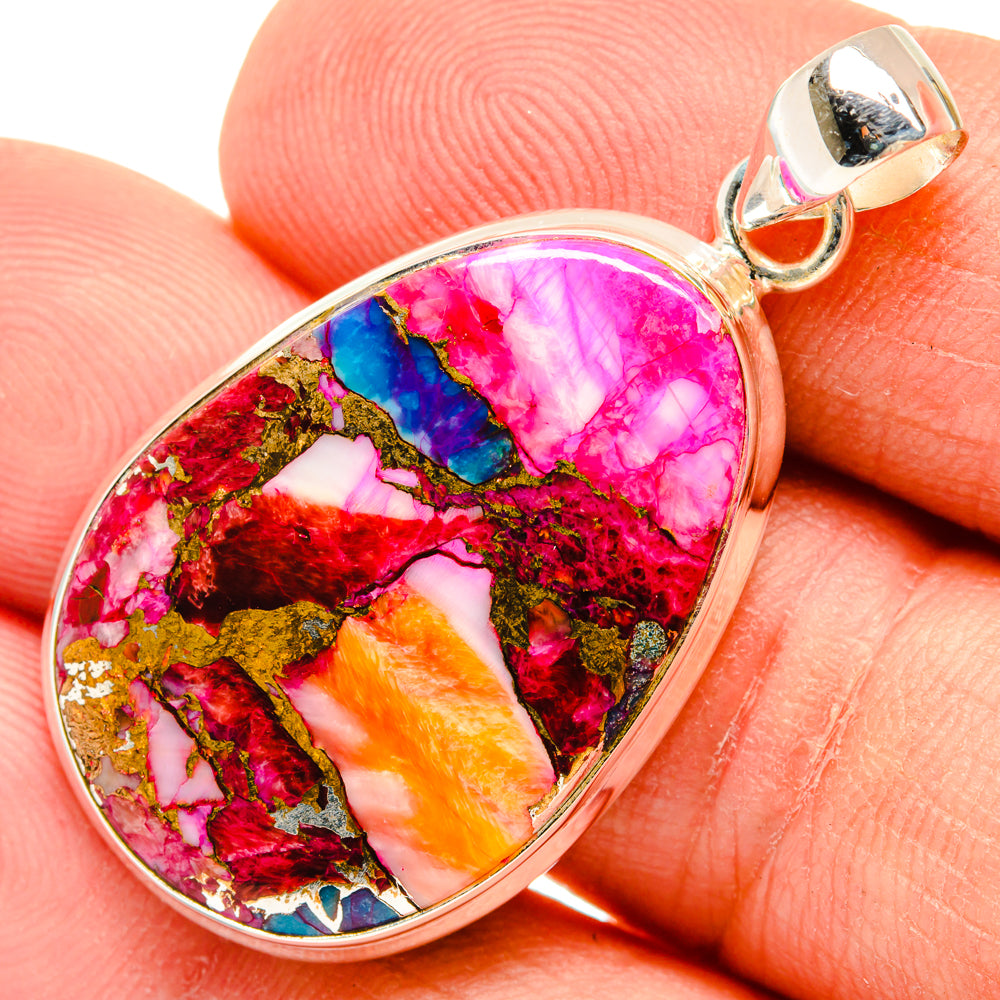 Kingman Pink Dahlia Turquoise Pendants handcrafted by Anasilvercos - PD29194