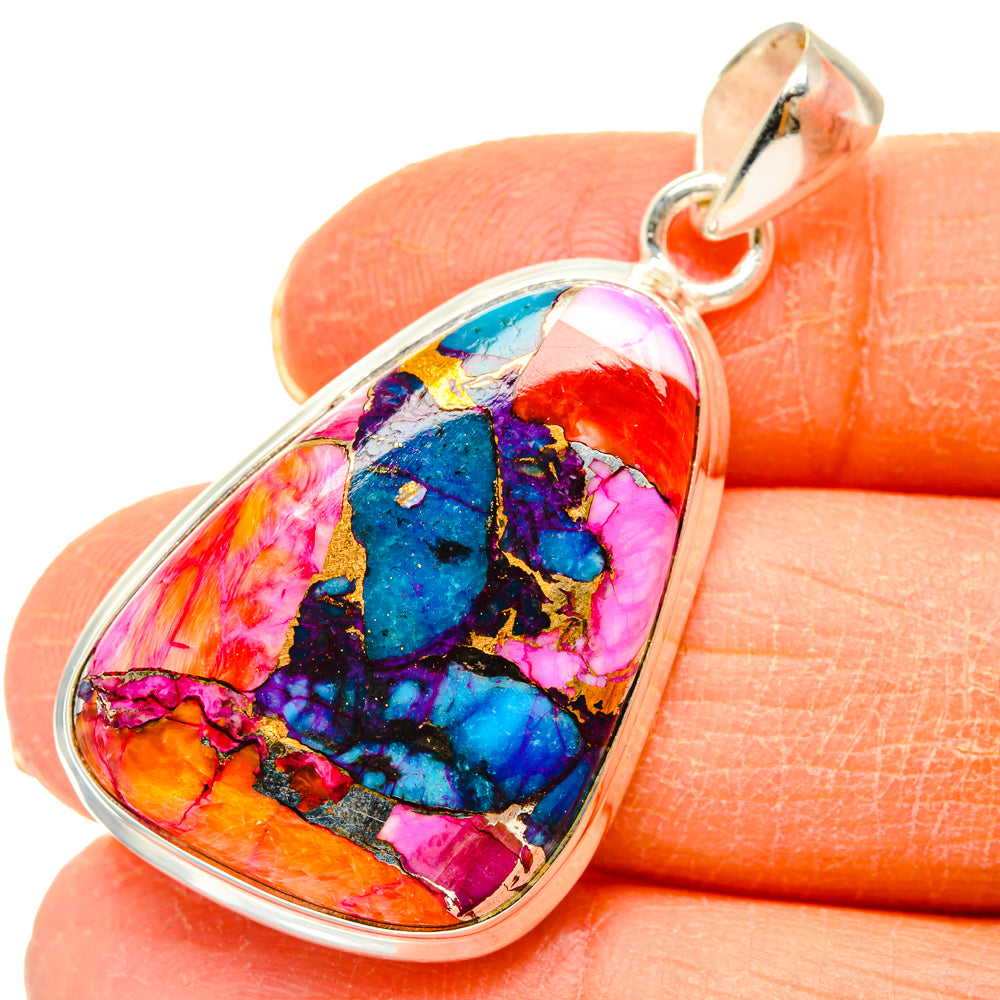 Kingman Pink Dahlia Turquoise Pendants handcrafted by Anasilvercos - PD29197