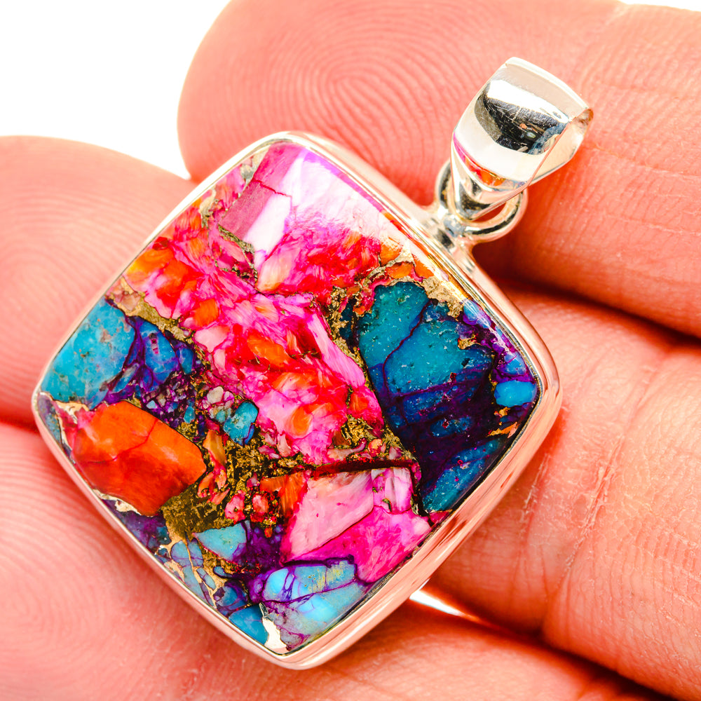Kingman Pink Dahlia Turquoise Pendants handcrafted by Anasilvercos - PD29199