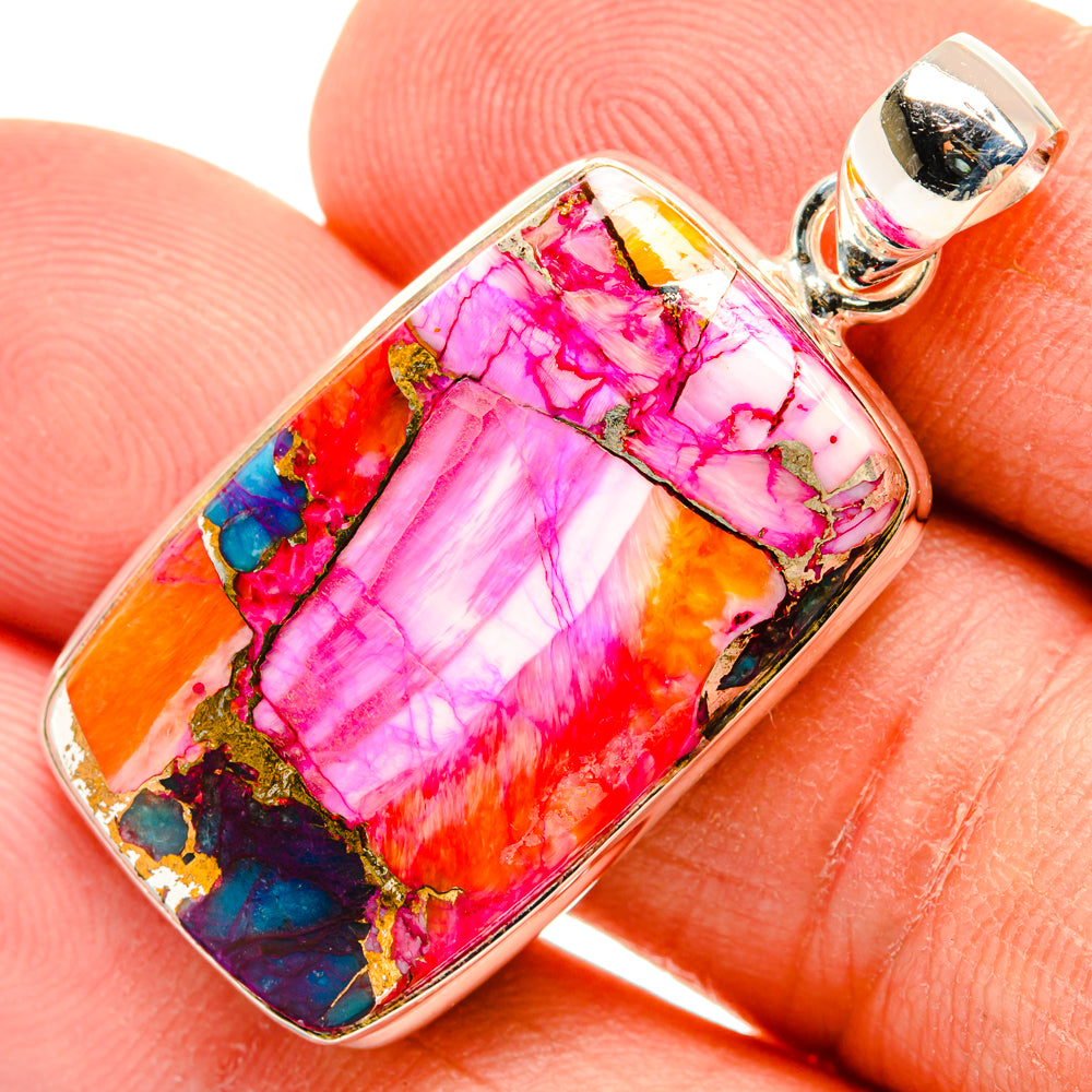 Kingman Pink Dahlia Turquoise Pendants handcrafted by Anasilvercos - PD29204