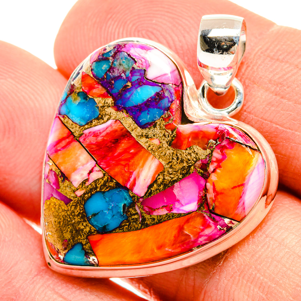 Kingman Pink Dahlia Turquoise Pendants handcrafted by Anasilvercos - PD29207