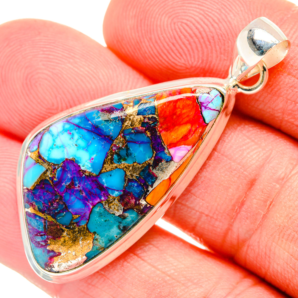 Kingman Pink Dahlia Turquoise Pendants handcrafted by Anasilvercos - PD29209