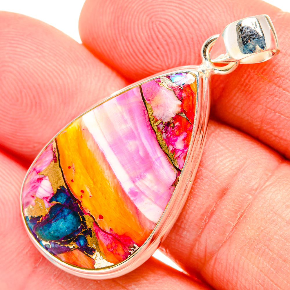 Kingman Pink Dahlia Turquoise Pendants handcrafted by Anasilvercos - PD29212