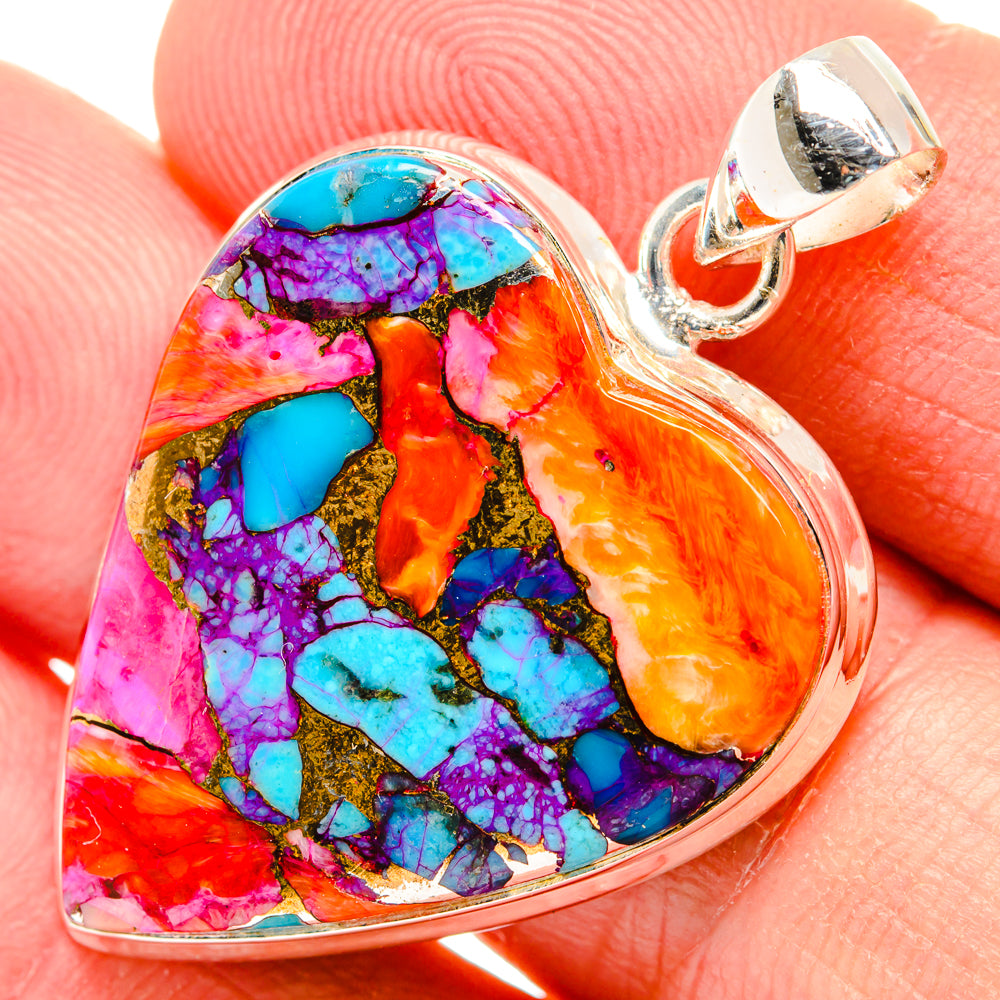 Kingman Pink Dahlia Turquoise Pendants handcrafted by Anasilvercos - PD29213