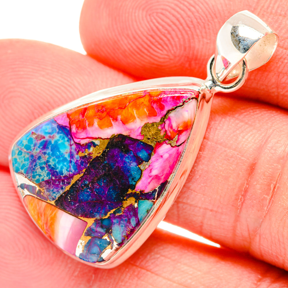 Kingman Pink Dahlia Turquoise Pendants handcrafted by Anasilvercos - PD29214