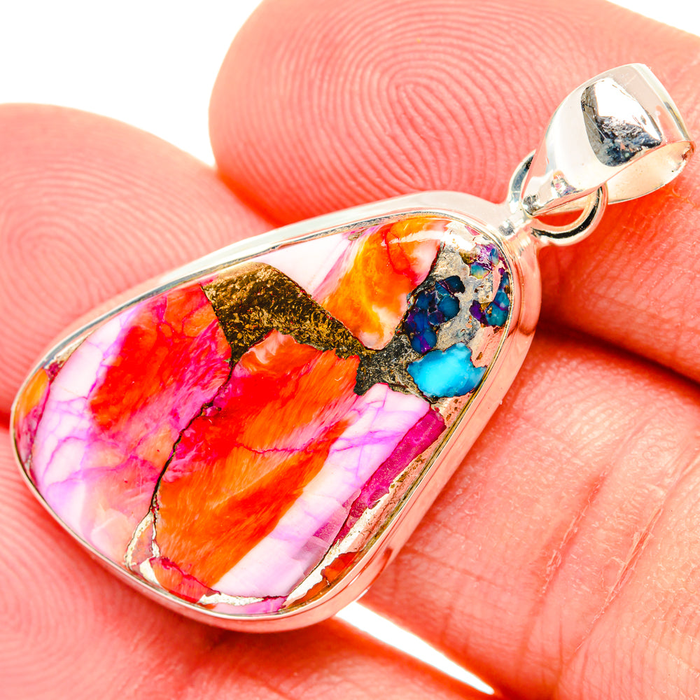 Kingman Pink Dahlia Turquoise Pendants handcrafted by Anasilvercos - PD29215