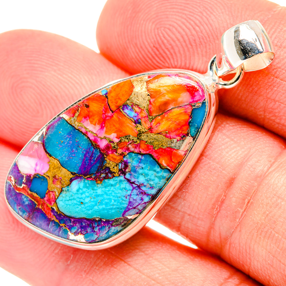 Kingman Pink Dahlia Turquoise Pendants handcrafted by Anasilvercos - PD29217