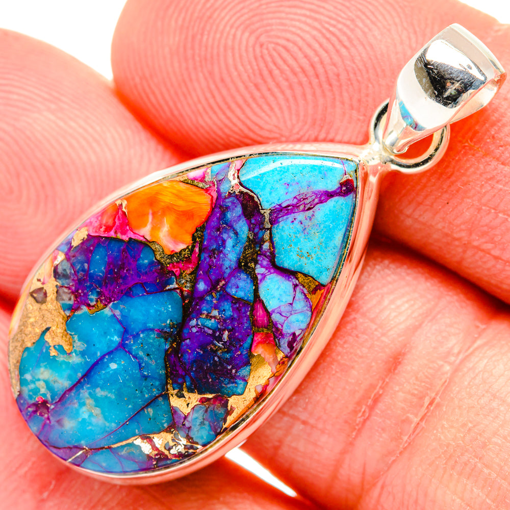 Kingman Pink Dahlia Turquoise Pendants handcrafted by Anasilvercos - PD29220