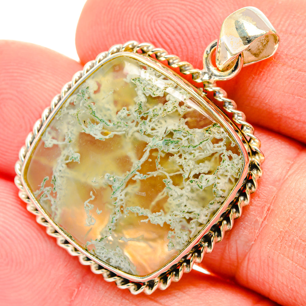 Green Moss Agate Pendants handcrafted by Anasilvercos - PD29287
