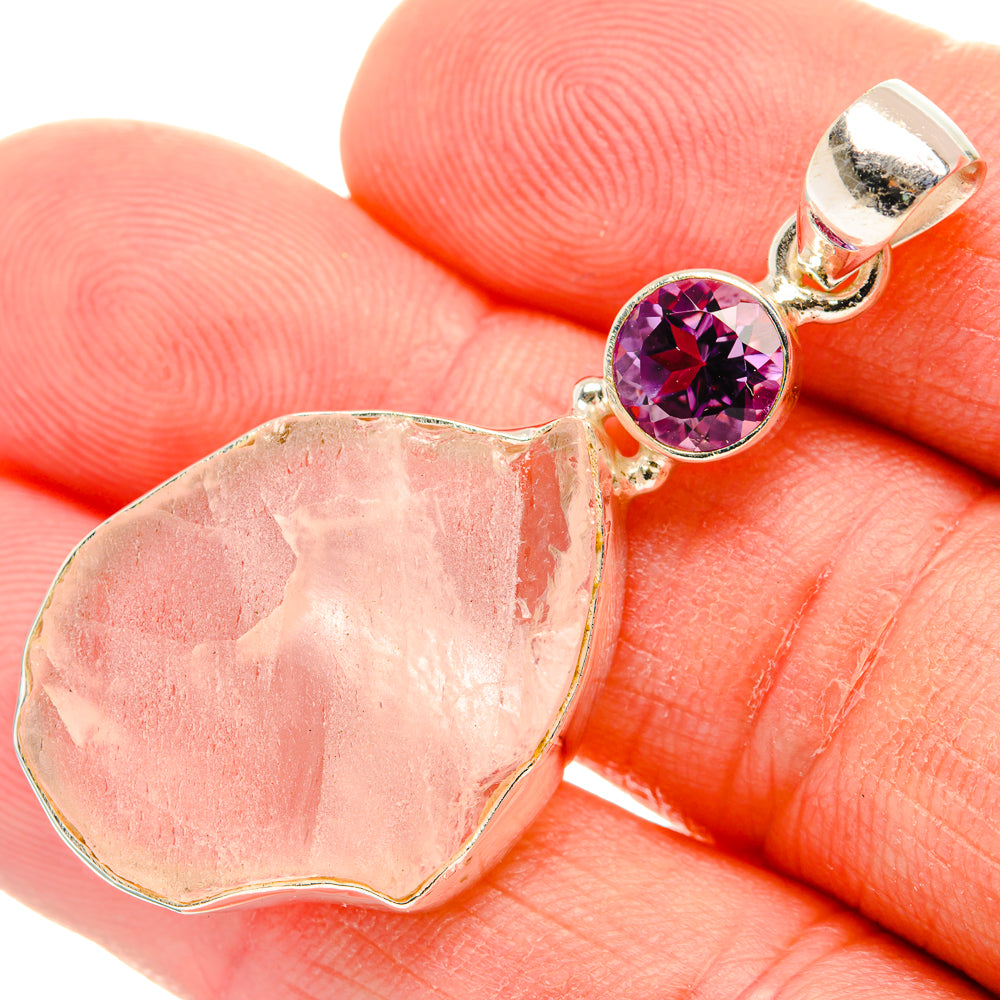 Rose Quartz Pendants handcrafted by Anasilvercos - PD29292