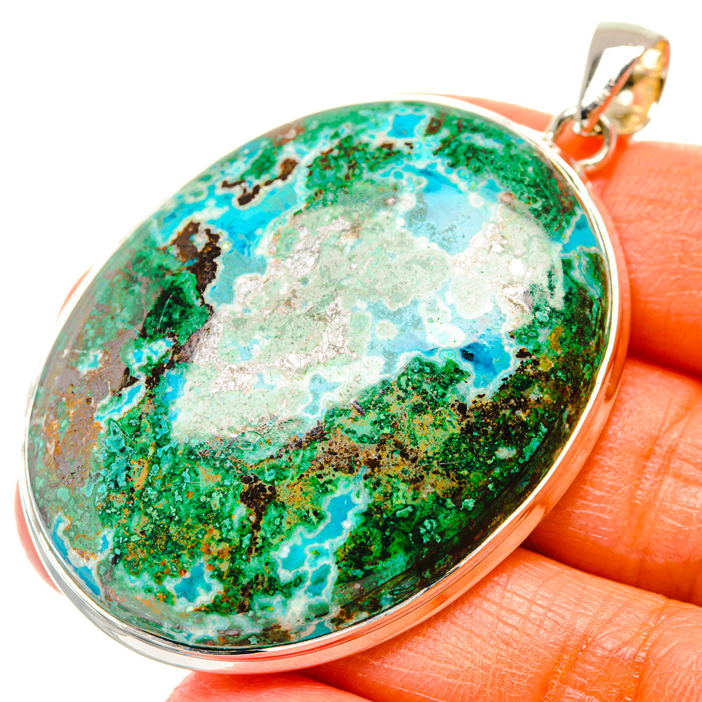 Chrysocolla In Malachite Pendants handcrafted by Anasilvercos - PD29363