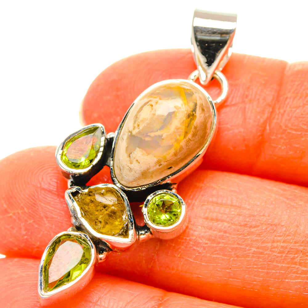 Mexican Fire Opal Pendants handcrafted by Anasilvercos - PD29391