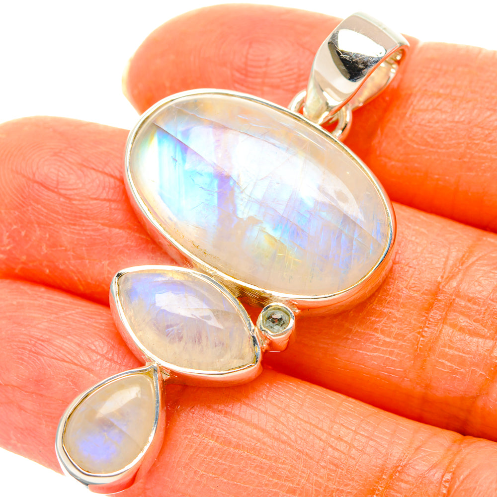 Rainbow Moonstone Pendants handcrafted by Anasilvercos - PD29424