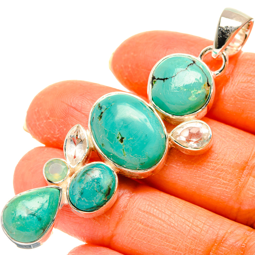 Tibetan Turquoise Pendants handcrafted by Anasilvercos - PD29429