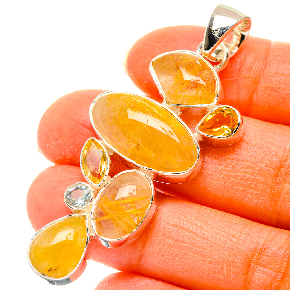 Rutilated Quartz Pendants handcrafted by Anasilvercos - PD29431