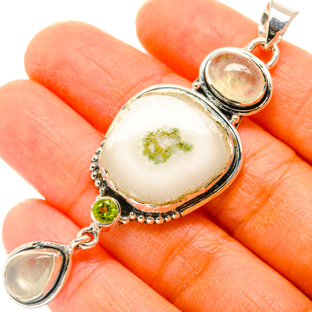 Green Tourmaline In Quartz Pendants handcrafted by Anasilvercos - PD29450