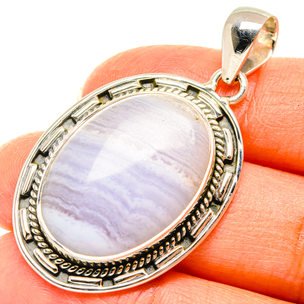 Blue Lace Agate Pendants handcrafted by Anasilvercos - PD29484