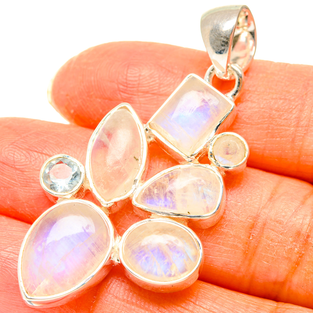 Rainbow Moonstone Pendants handcrafted by Anasilvercos - PD29510