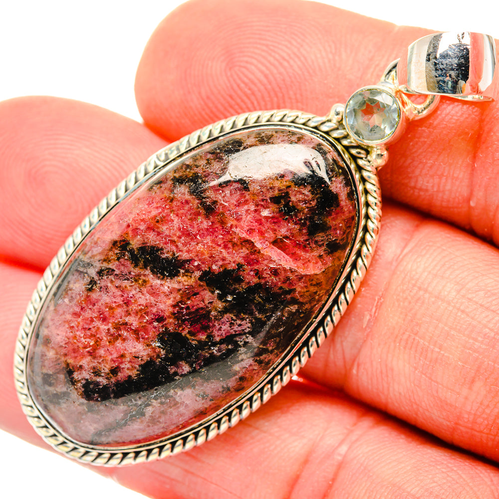 Russian Eudialyte, Blue Topaz Pendants handcrafted by Anasilvercos - PD29516