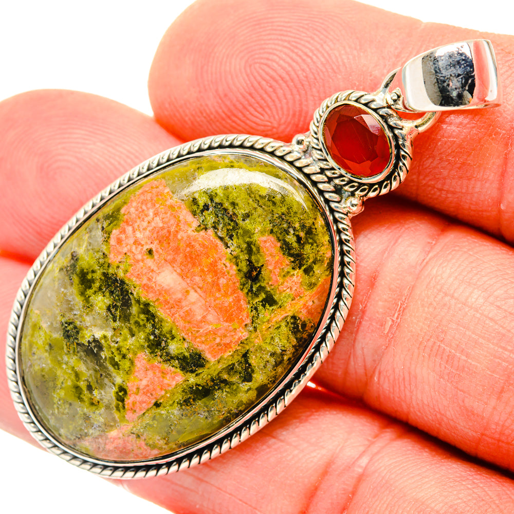 Unakite, Carnelian Pendants handcrafted by Anasilvercos - PD29537