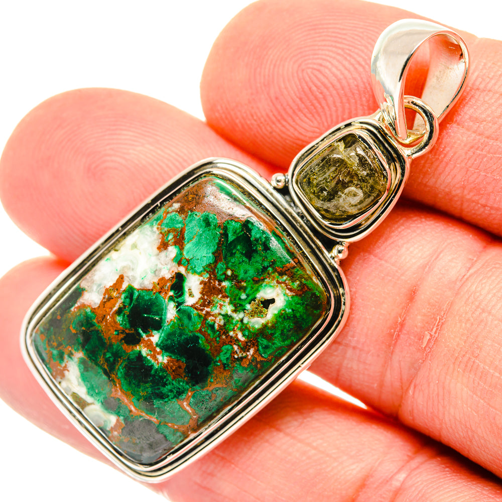 Malachite, Peridot Pendants handcrafted by Anasilvercos - PD29541