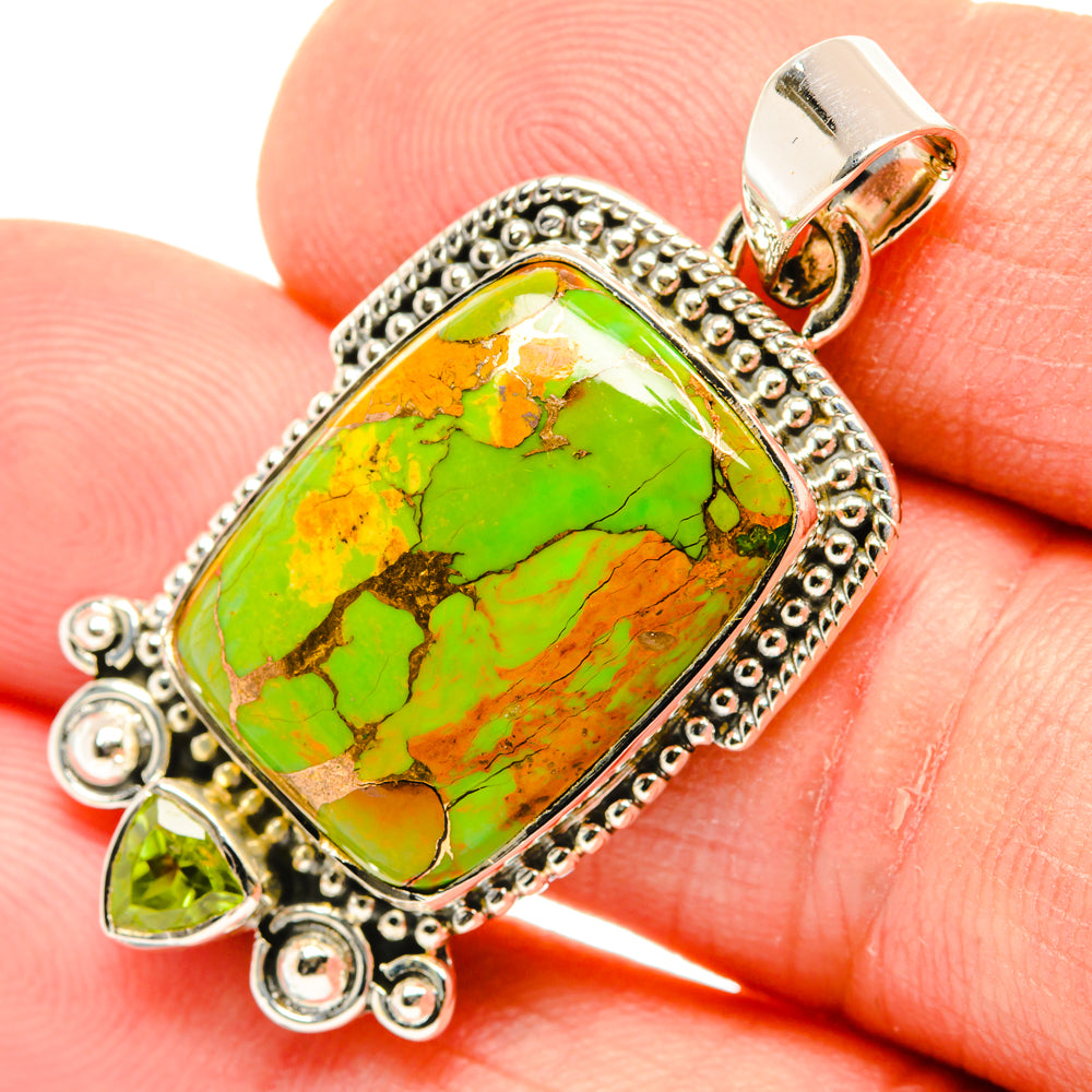 Green Copper Composite Turquoise Pendants handcrafted by Anasilvercos - PD29573