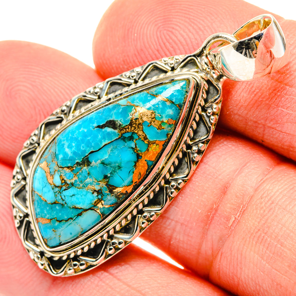 Blue Copper Composite Turquoise Pendants handcrafted by Anasilvercos - PD29597