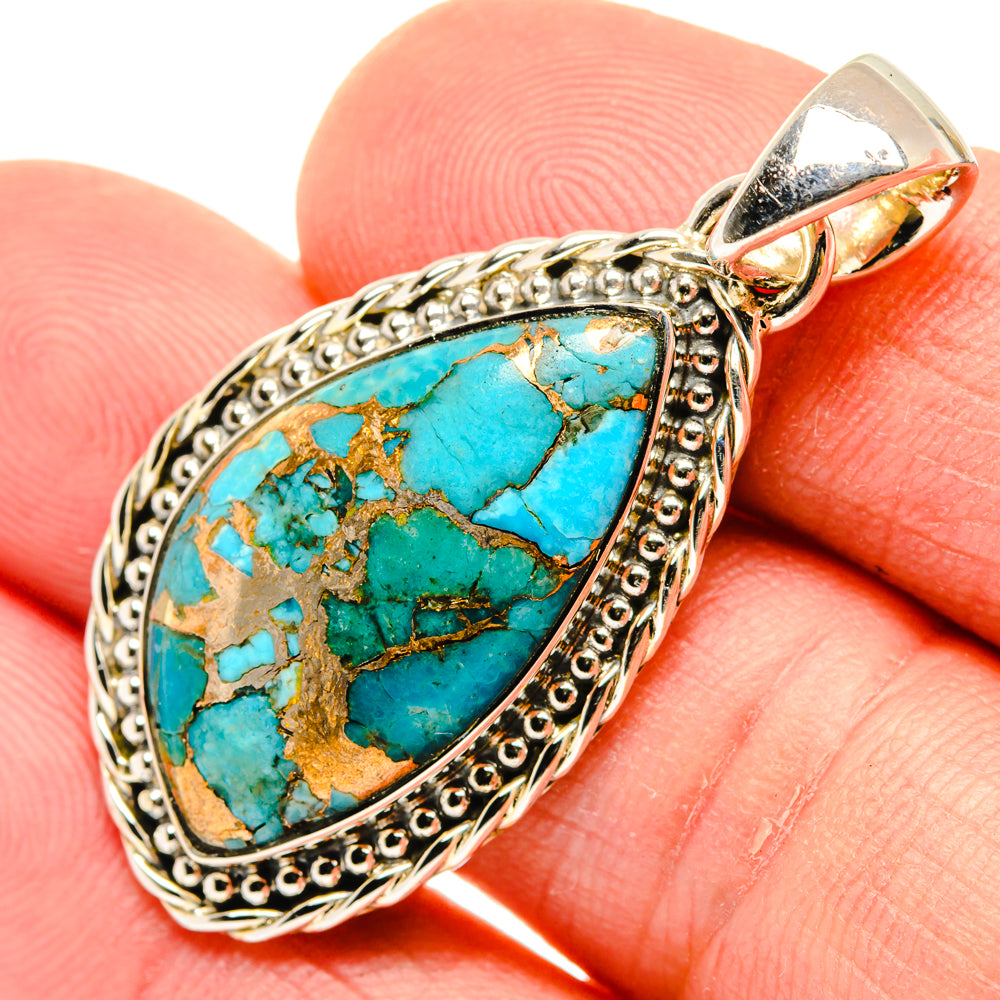 Blue Copper Composite Turquoise Pendants handcrafted by Anasilvercos - PD29599