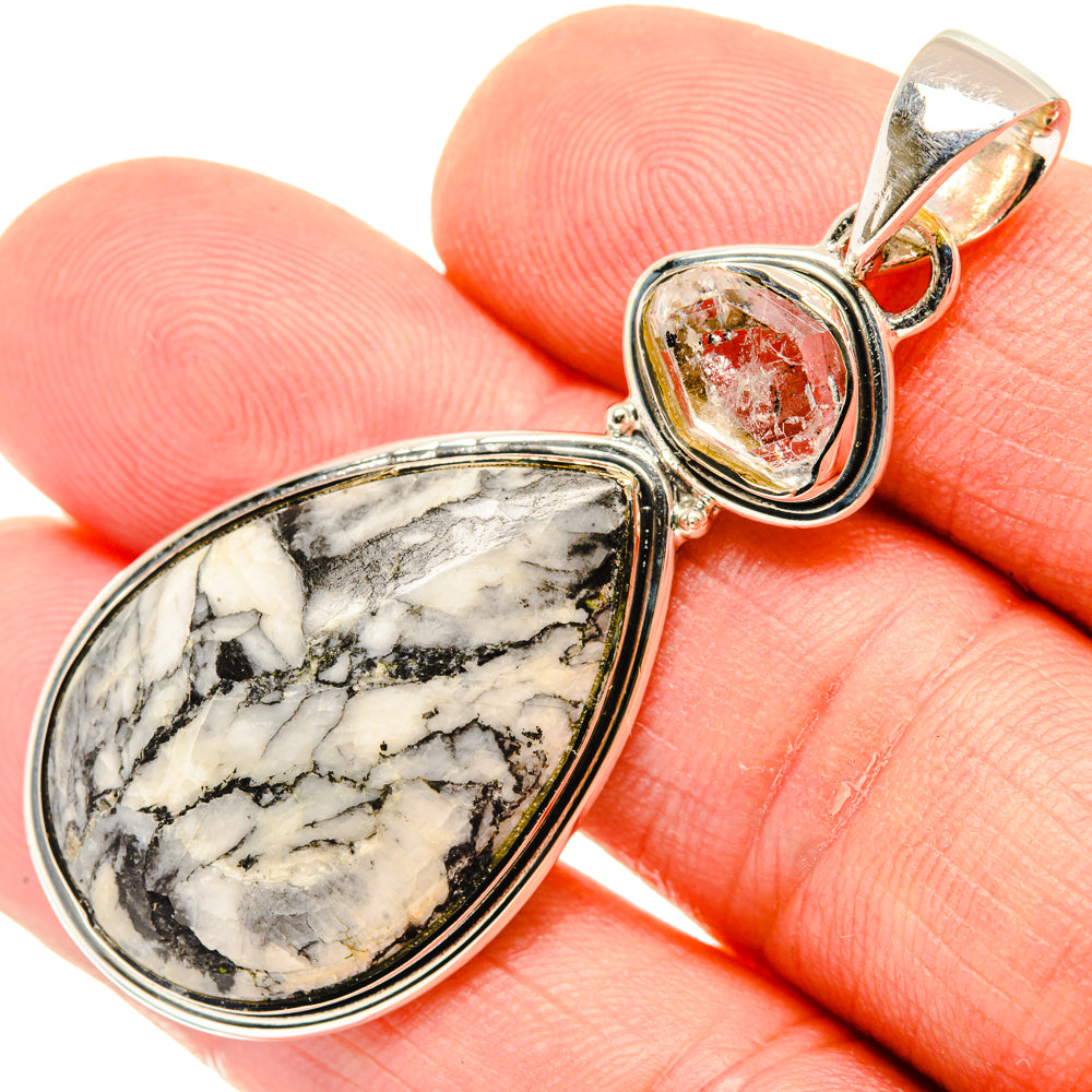 Pinolith Jasper, Herkimer Diamond Pendants handcrafted by Anasilvercos - PD29615