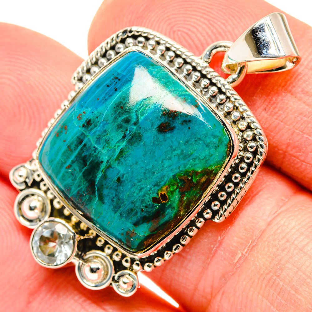 Chrysocolla, Blue Topaz Pendants handcrafted by Anasilvercos - PD29622