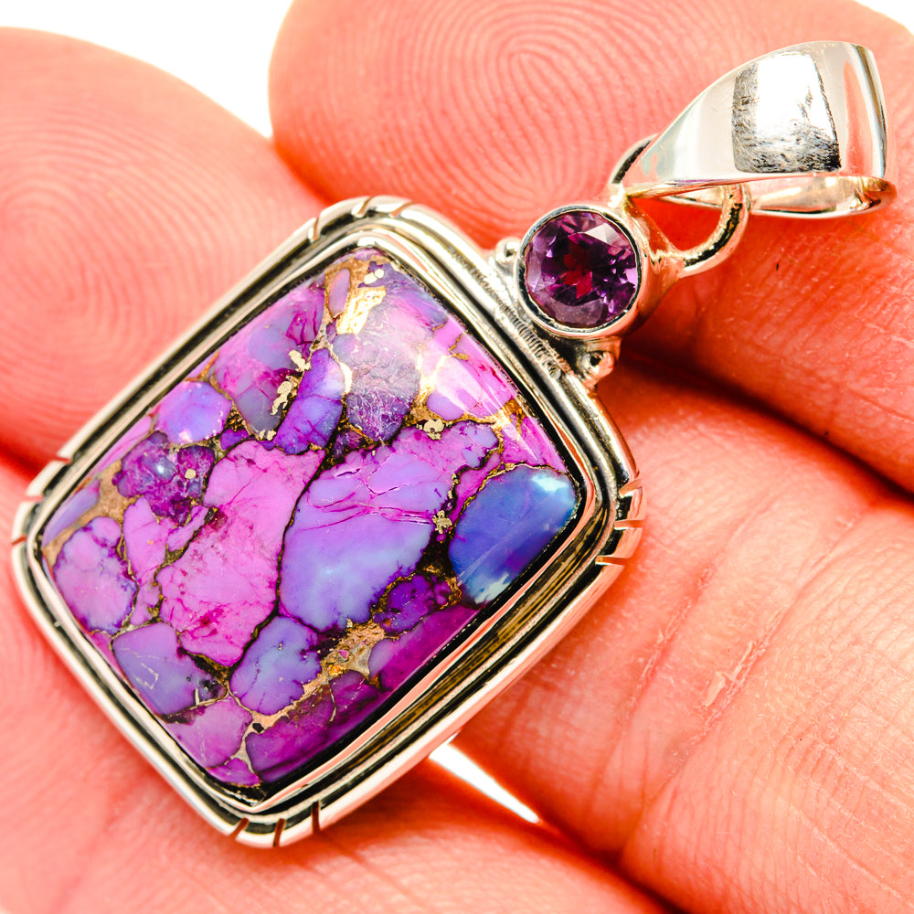 Purple Copper Composite Turquoise, Amethyst Pendants handcrafted by Anasilvercos - PD29625