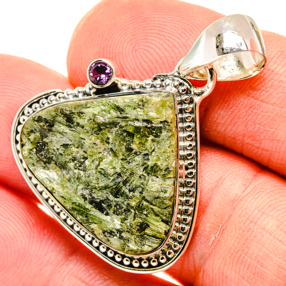 Green Fuchsite, Amethyst Pendants handcrafted by Anasilvercos - PD29634
