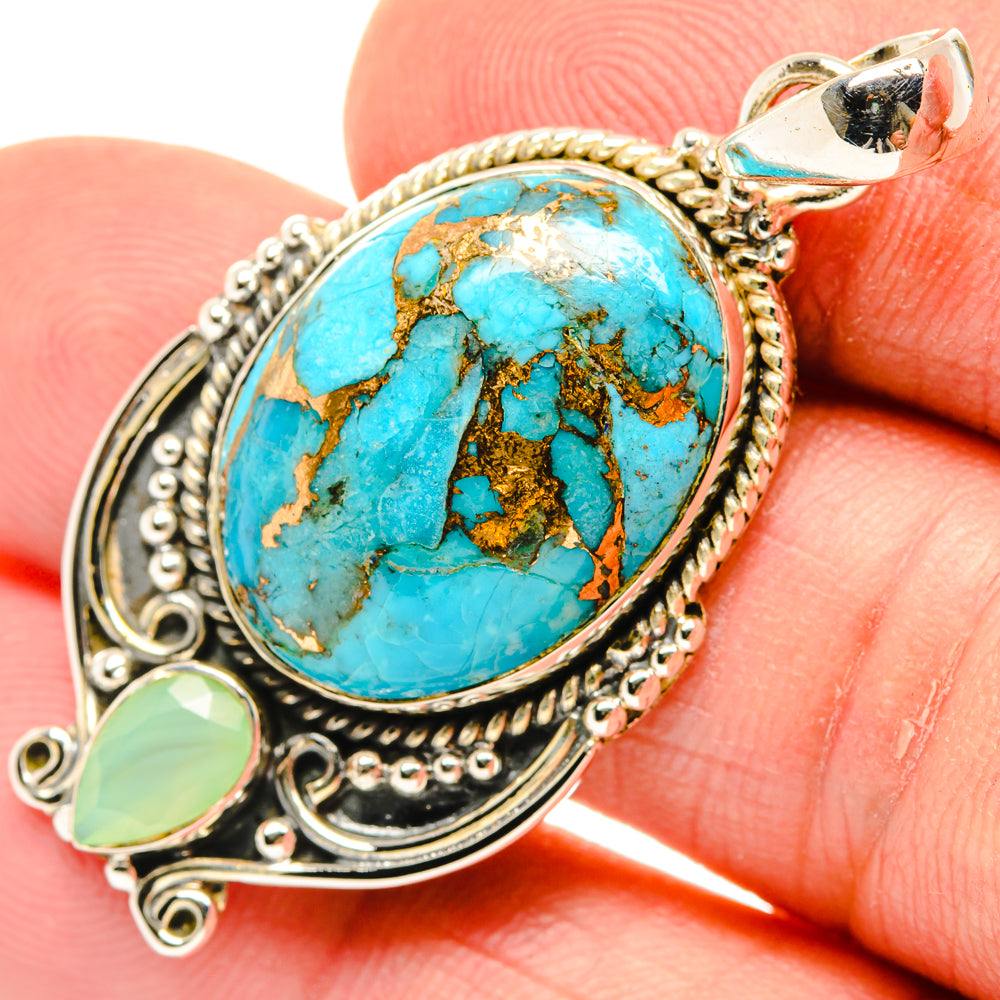 Blue Copper Composite Turquoise, Aqua Chalcedony Pendants handcrafted by Anasilvercos - PD29637
