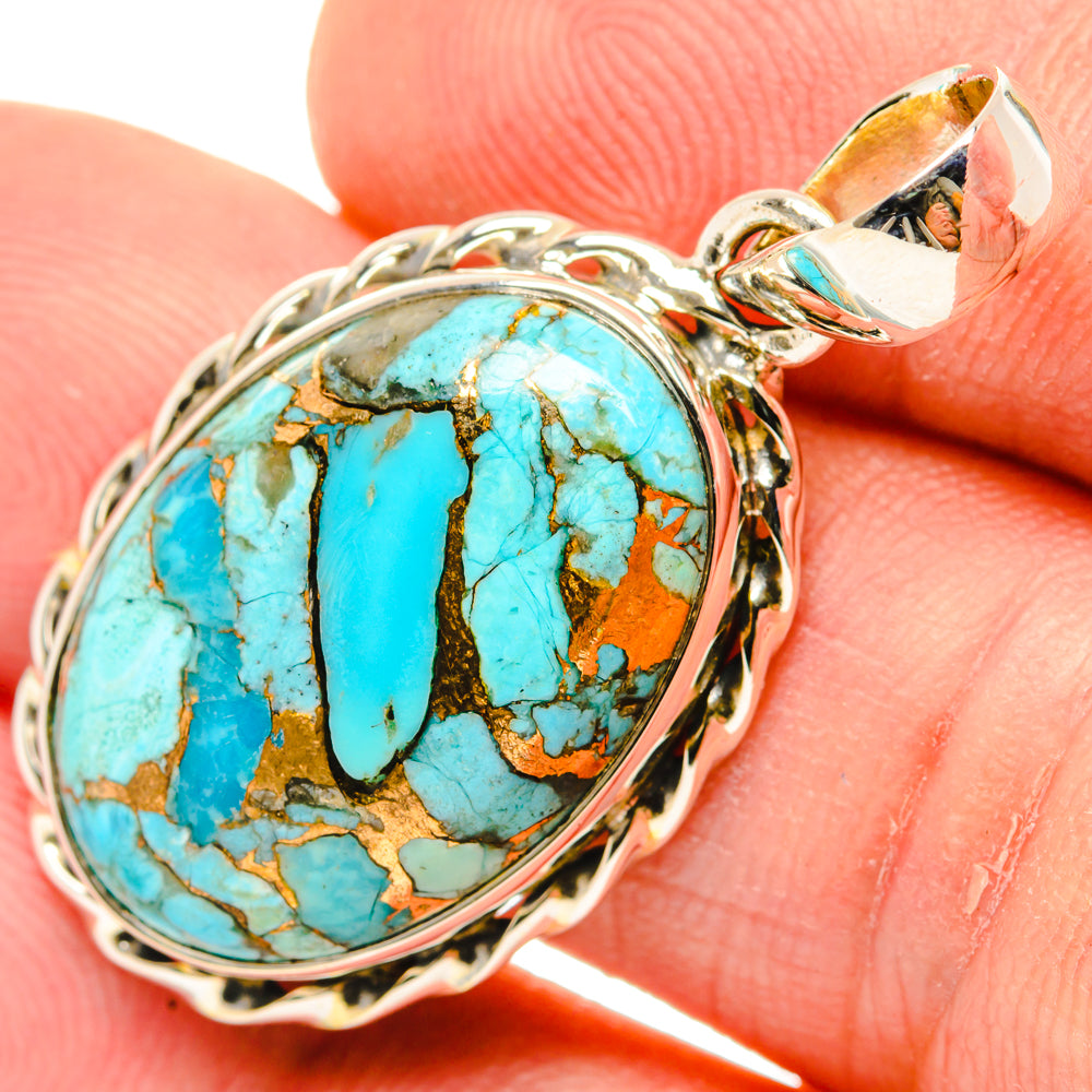 Blue Copper Composite Turquoise Pendants handcrafted by Anasilvercos - PD29647