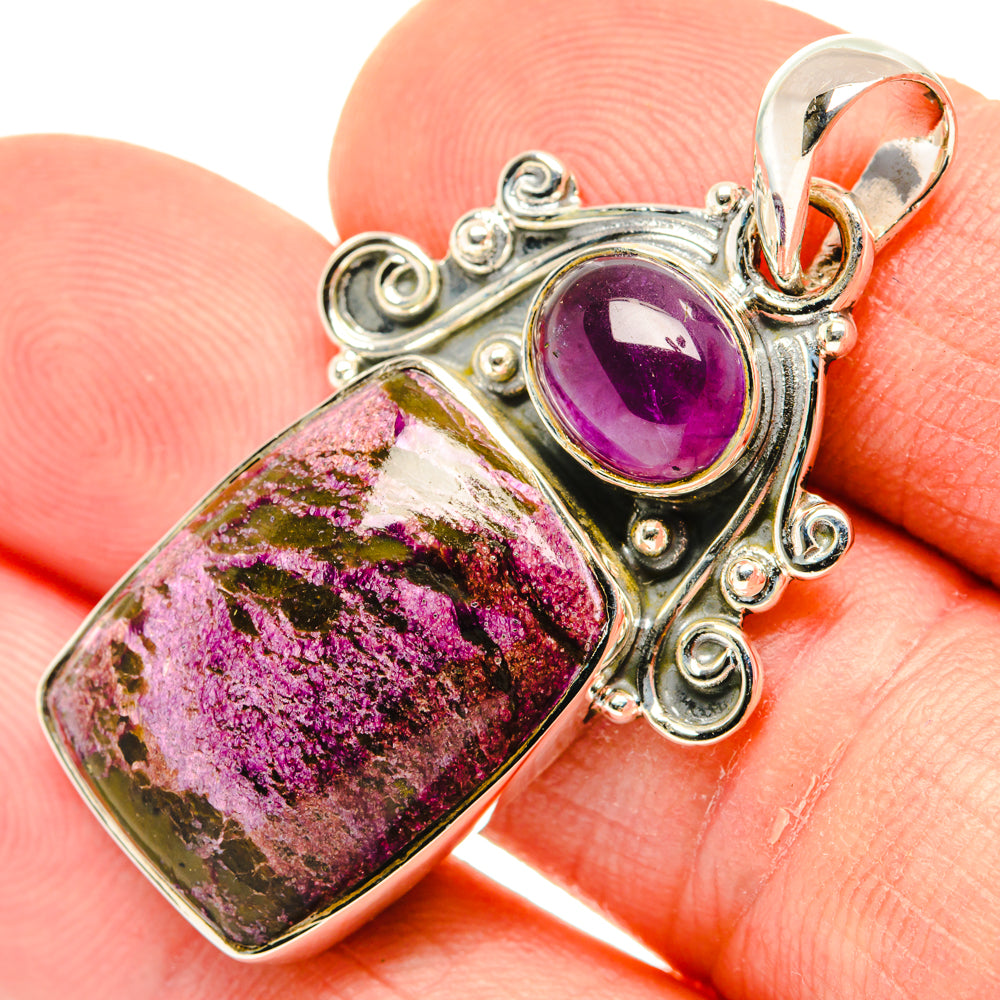 Stichtite, Amethyst Pendants handcrafted by Anasilvercos - PD29653